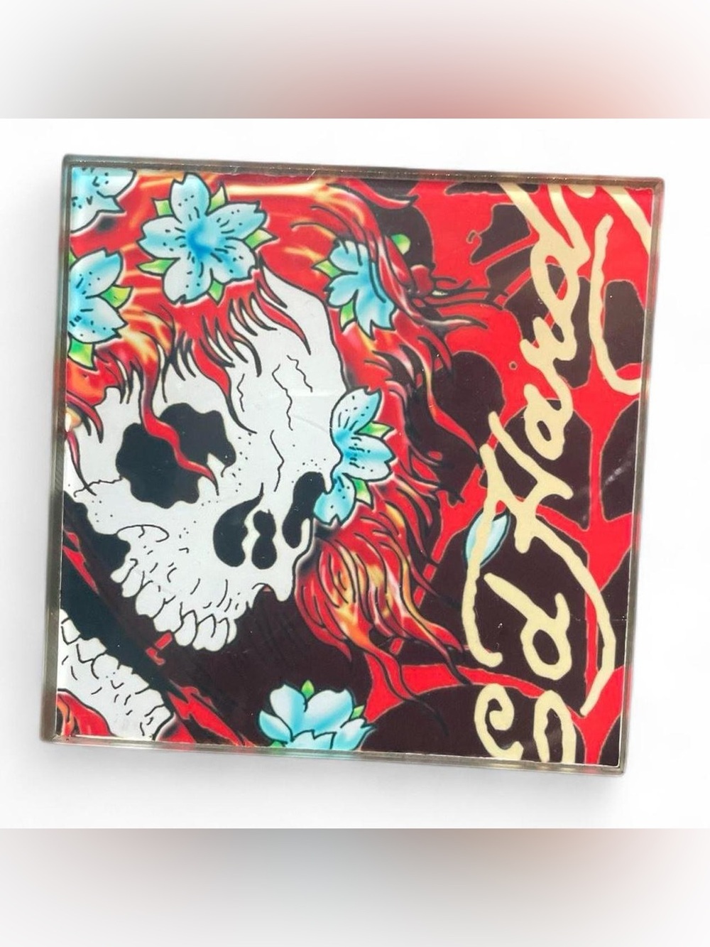 Ed Hardy Skull Tile Coasters in Black, Red, White, Green, Blue - Picture 3 of 5